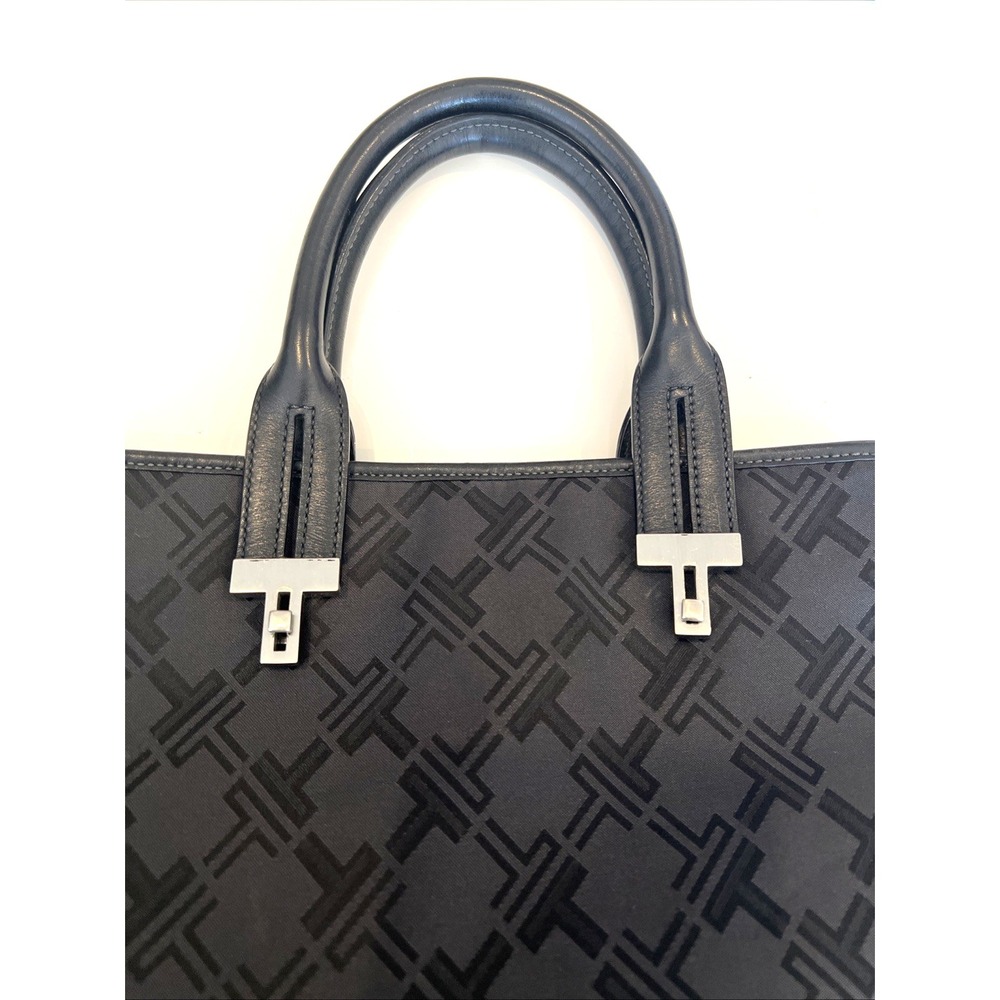 Tumi Sinclair Nina Commuter Black Tote|Bag. Open Top. Coated Nylon. Leather Trim - Picture 4 of 5